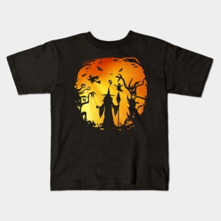 Orange Witch in the Haunted Forest Kids T-Shirt